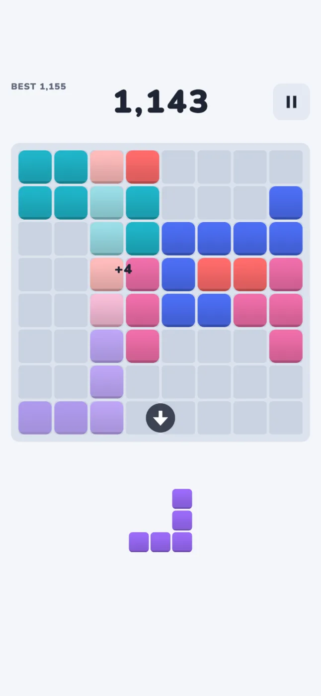 Preview showing a column about to clear and an arrow for the shift