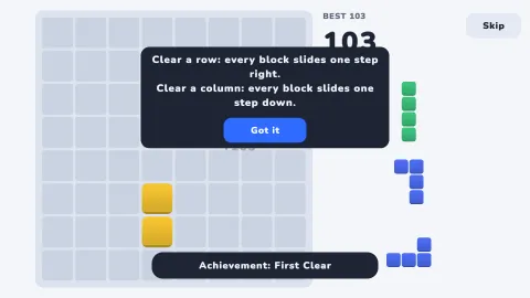 Desktop: the board right after a clear has shifted it